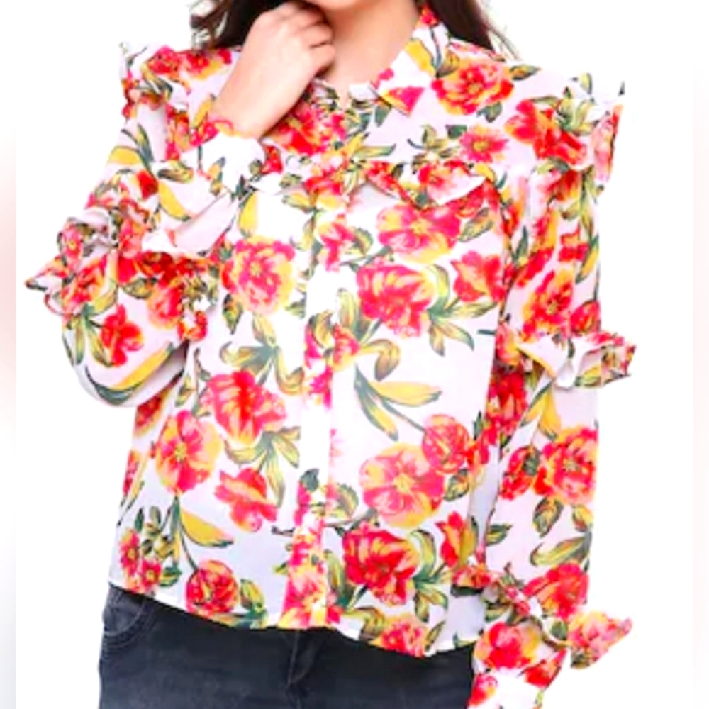 Ruffled floral blouse